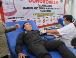 HUT Humas Polri Ke-72, Polres Dumai Gelar  Donor Darah 
