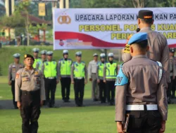 Upacara Laporan Kenaikan Pangkat Pengabdian dan Pemberian Reward di Polres Kuansing
