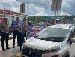 Polres Kampar Gelar Sosialisasi Operasi Zebra Lancang Kuning 2024 di Entrance Gerbang Tol Tanjung Alai 