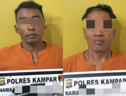 Satreskrim Polres Kampar Tangkap Dua Pelaku Jambret, Korban Alami Luka-luka dan Kerugian 50 Juta 