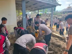 Polri dan Warga Bergandengan Tangan, Polindes Meunasah Mancang Bangkit Dari Lumpur Banjir