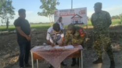 Danramil Pebayuran Dampingi Peletakan Batu Pertama Koperasi Desa Merah Putih di Karangreja