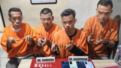 Satresnarkoba Polres Kampar Tangkap 4 Pelaku Narkoba di Dusun Sei Maki 
